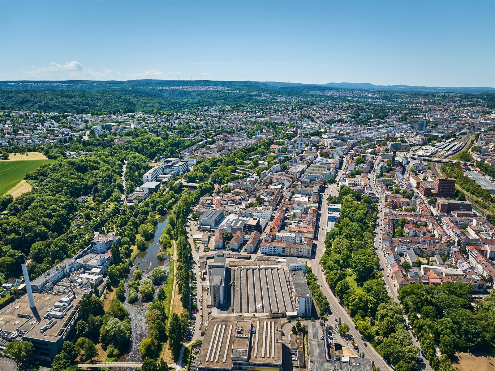 Luftaufnahme des Ostend Mietparks in Pforzheim, 10 Minuten von der A8